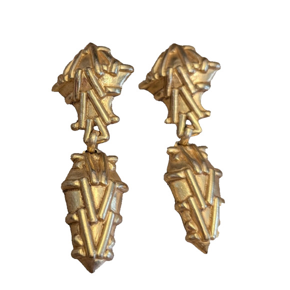 Vintage Jacques An-Lanh Paris Gold Tone Signed Clip on Earrings EUC - Picture 1 of 8